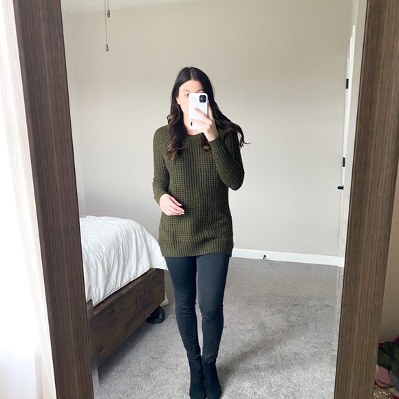 Olive Green Long Sleeve Sweater- Warm! - Picture 3 of 3